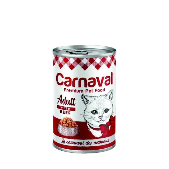 Консервированный корм для кошек Carnival с кусками говядины на подливке домашних животных взрослые 400 г 7 5% протеин 4% жира (12 шт.)