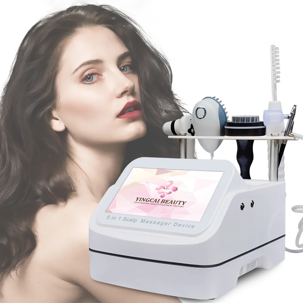 salon spa hair loss care and scalp treatment led hair growth 5 in 1 hair scalp massager with skin analyzer