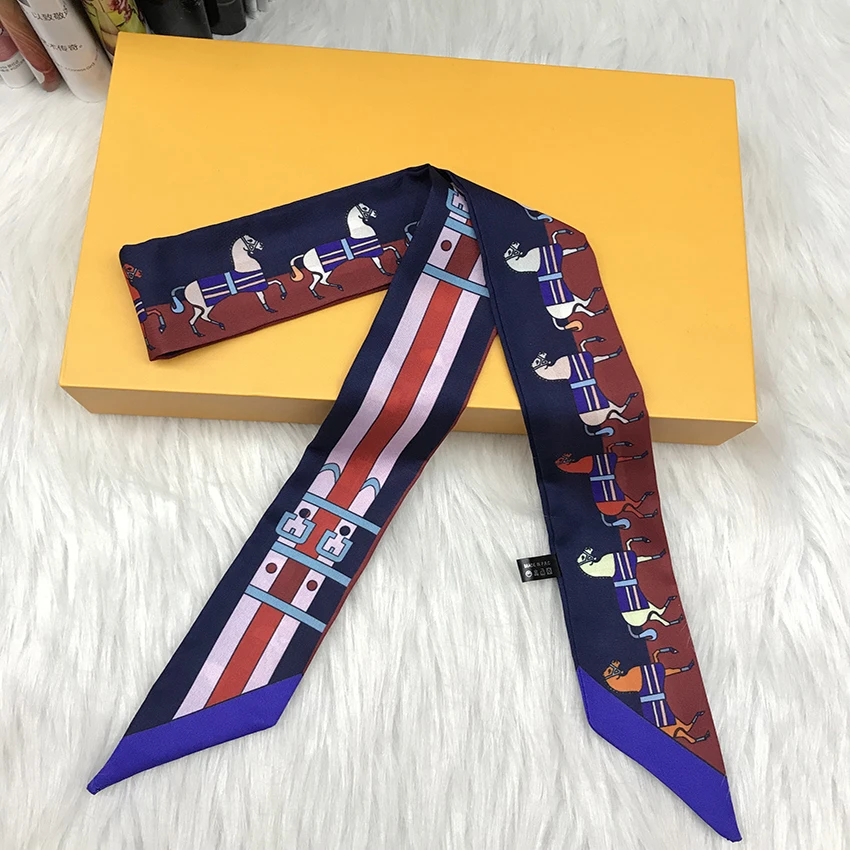 2021 Fashion Summer Spring Neck Scarves Accessories Colorful Pattern Small Silk Scarf Ribbon On Sales