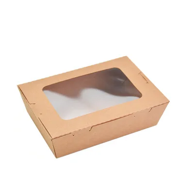 take away chinese kraft paper handle biodegradable lunch box bamboo Disposable salad paper box
