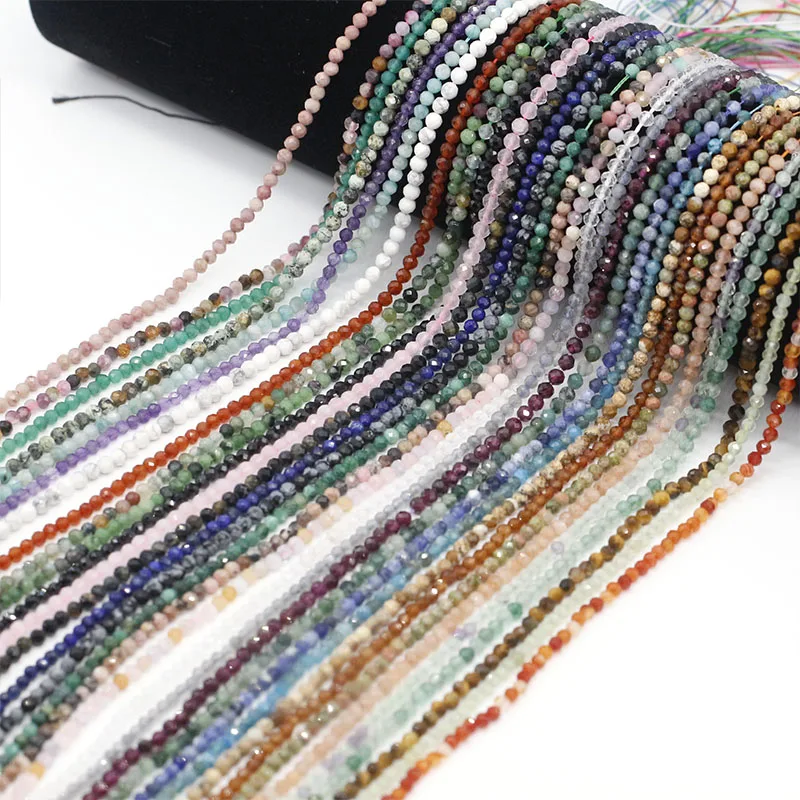 Wholesale 3mm Natural Faceted Sunstone Labradorite Jaspers Agates Lapis lazuli Amazonite Opal Stone Beads For DIY Jewelry Making