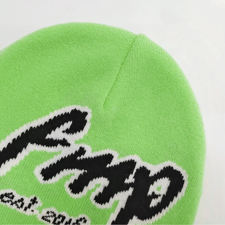 Пользовательская акриловая Мужская Женская жаккардовая вязаная зимняя дизайнерская шапка бини