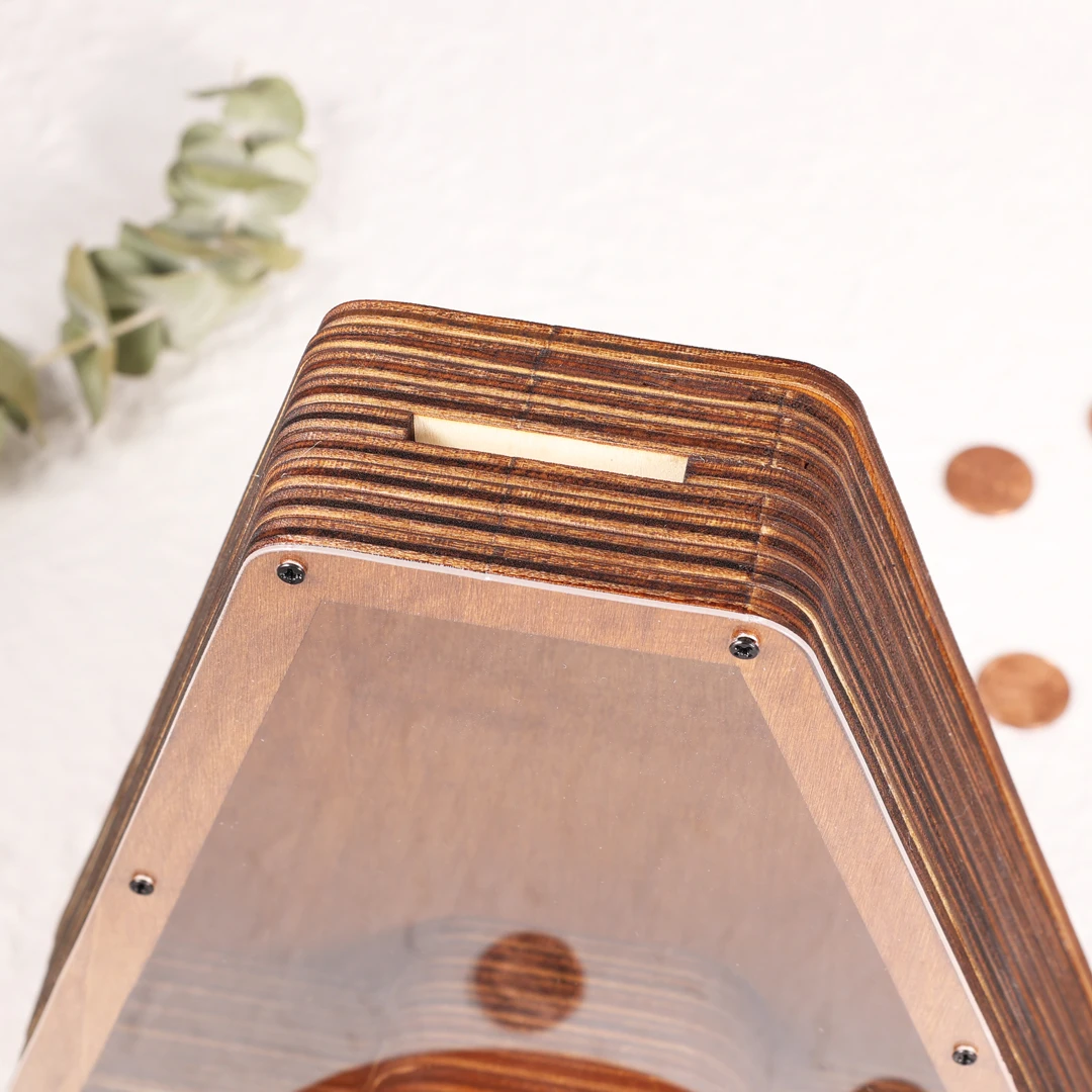 A-Z Letter Wooden Piggy Banks,Engraved Name On Acrylic Saving Money Boxes