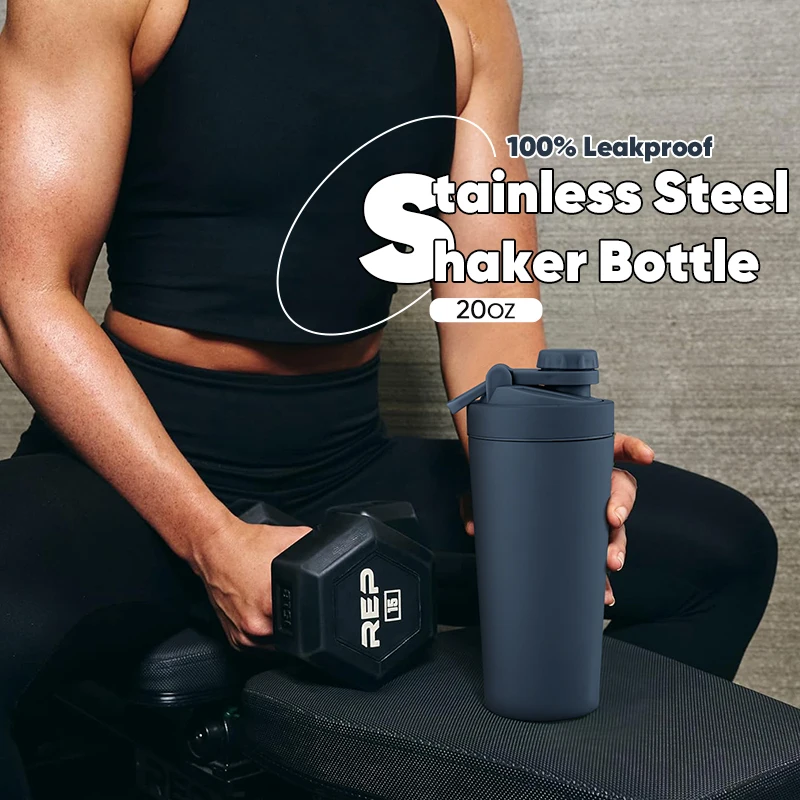 2024 New Design 600ml Pink Gym Double Wall Vacuum Insulated Stainless Steel Fitness Protein Shaker Bottles