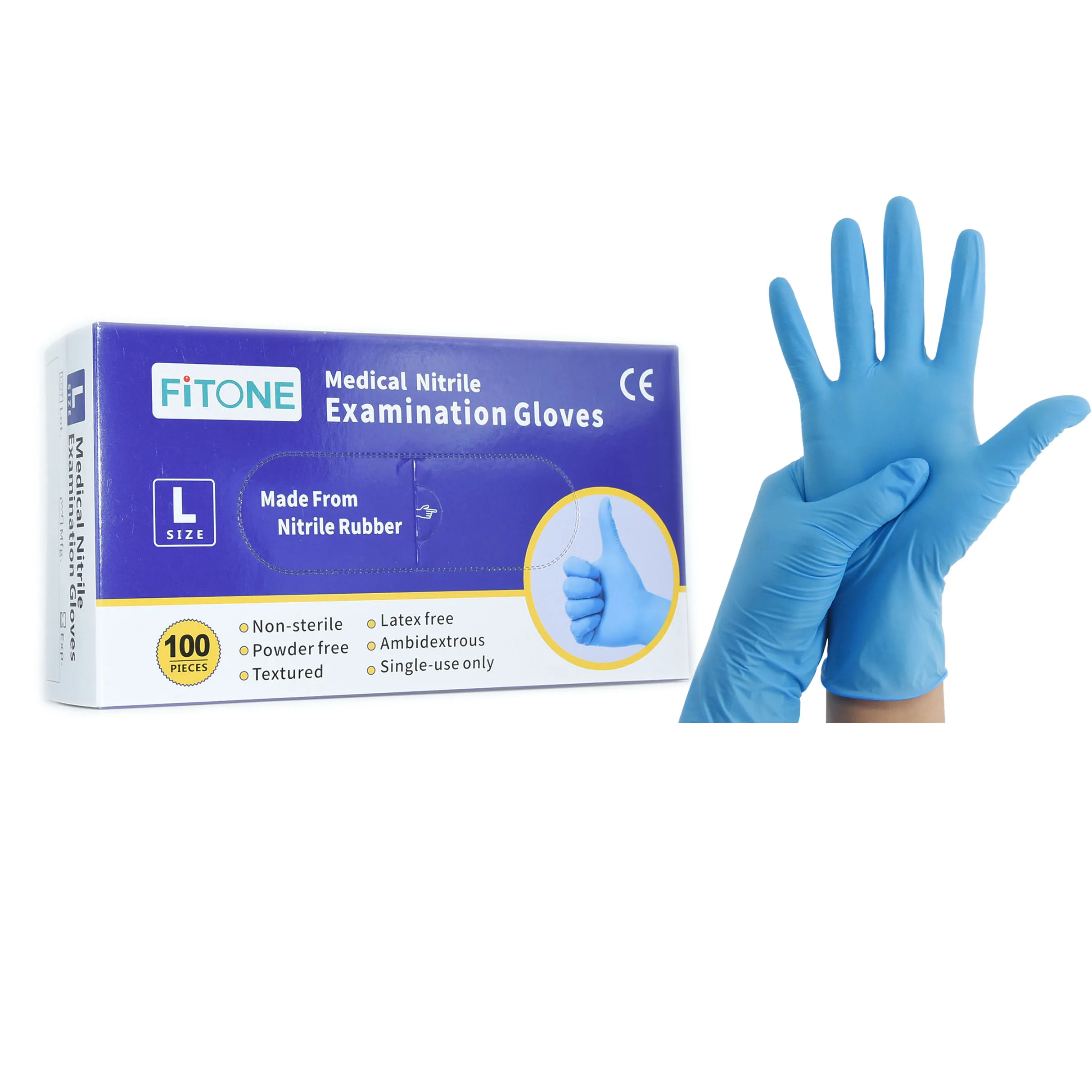 Fitone Low Price Factory Wholesaler Blue Nitrile Working Gloves