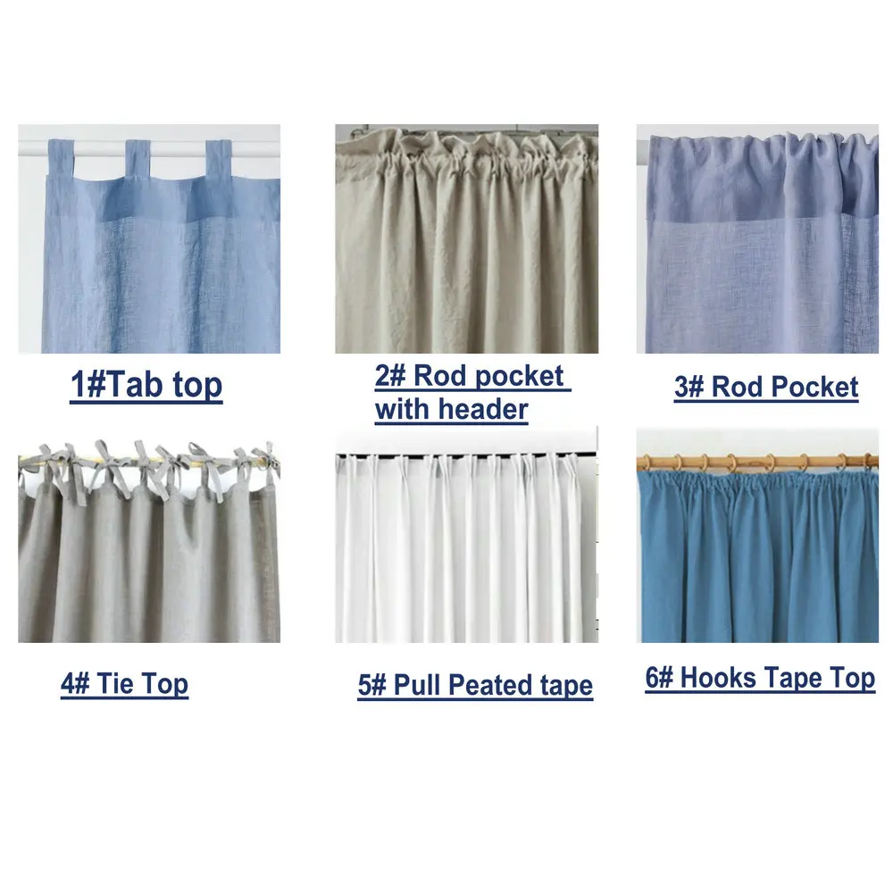 Black Outdoor Decorative Linen Curtains Living Room Luxury