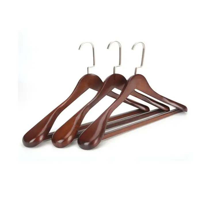 Bulk retail adjustable flat hook wooden clothes wardrobe shop hanger factory sale Glory Hanger