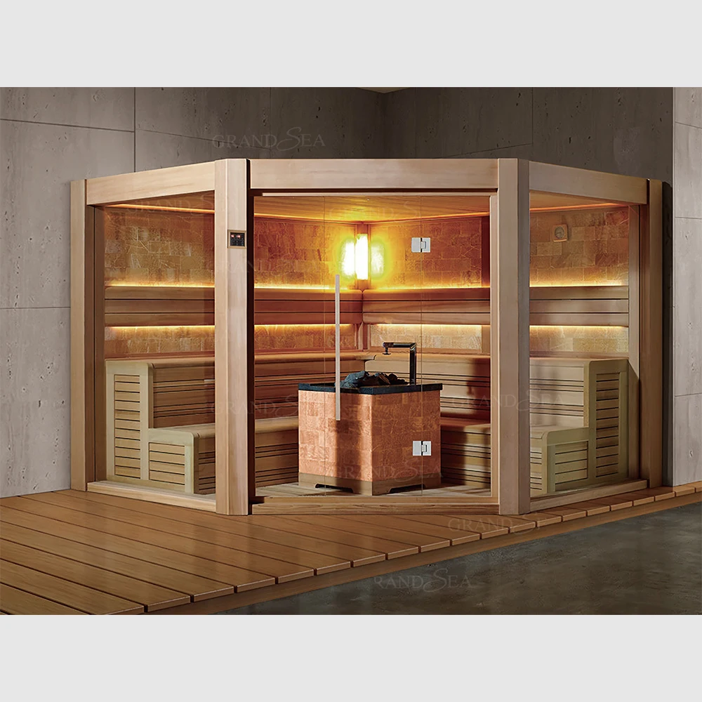 Indoor and Outdoor Modern Sauna Hemlock Wood Weight Loss Beauty Wet Sauna Room Health Spa Sauna Room Dry Steam