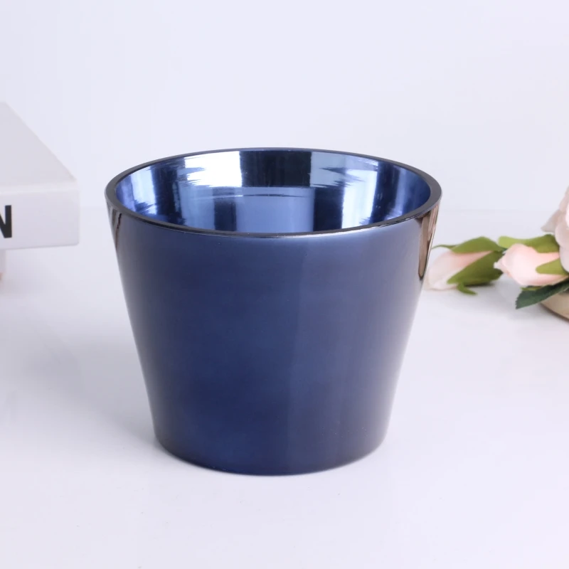 Luxury Custom Iridescent Blue Candle Glass Jar For Candle Making 246oz