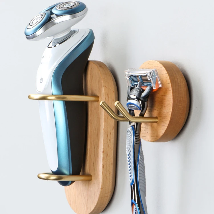 Bathroom storage rack wooden wall mounted