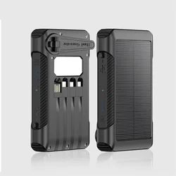 Hand cranked Solar Power Bank 10000mAh External Battery Pack Portable Charger with Micro Type C Cables