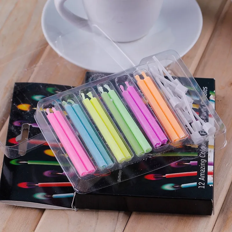 12 Pack Birthday Cake Candle Decor Supplies Color Flame Candles Magic Pillar Birthday Candles