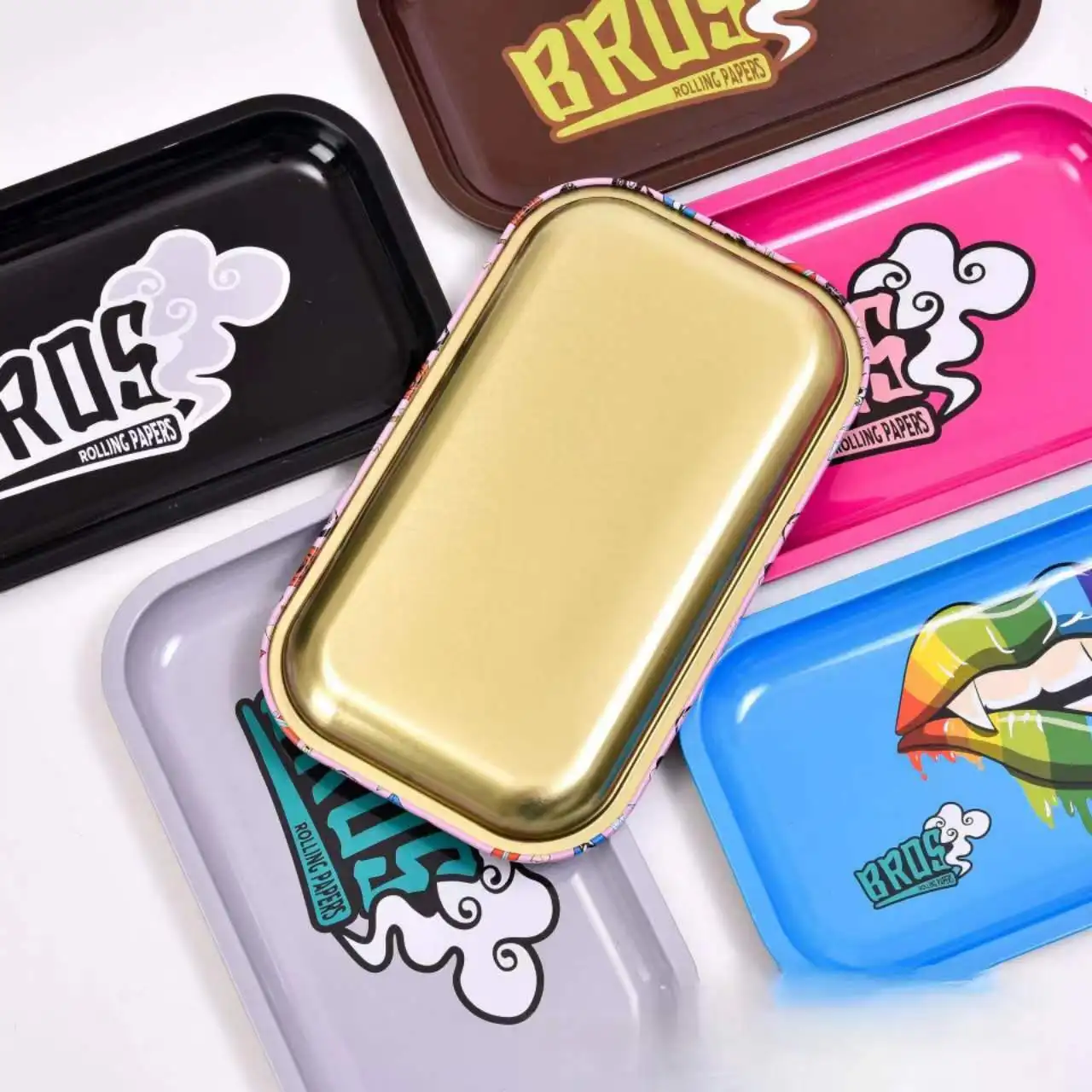 hot sale new size metal rolling tray custom logo printed tobacco smoking tin serving tray