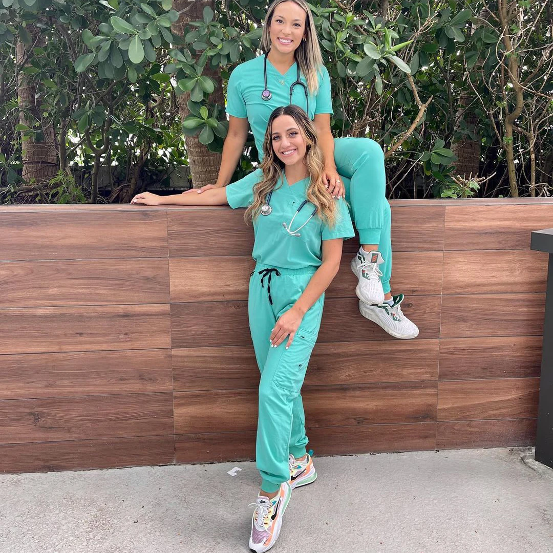 2024 New Arrival Nursing Scrub Sets Medical Uniforms with Jogger Pants Made of Polyester Rayon Spandex for Hospital Staff