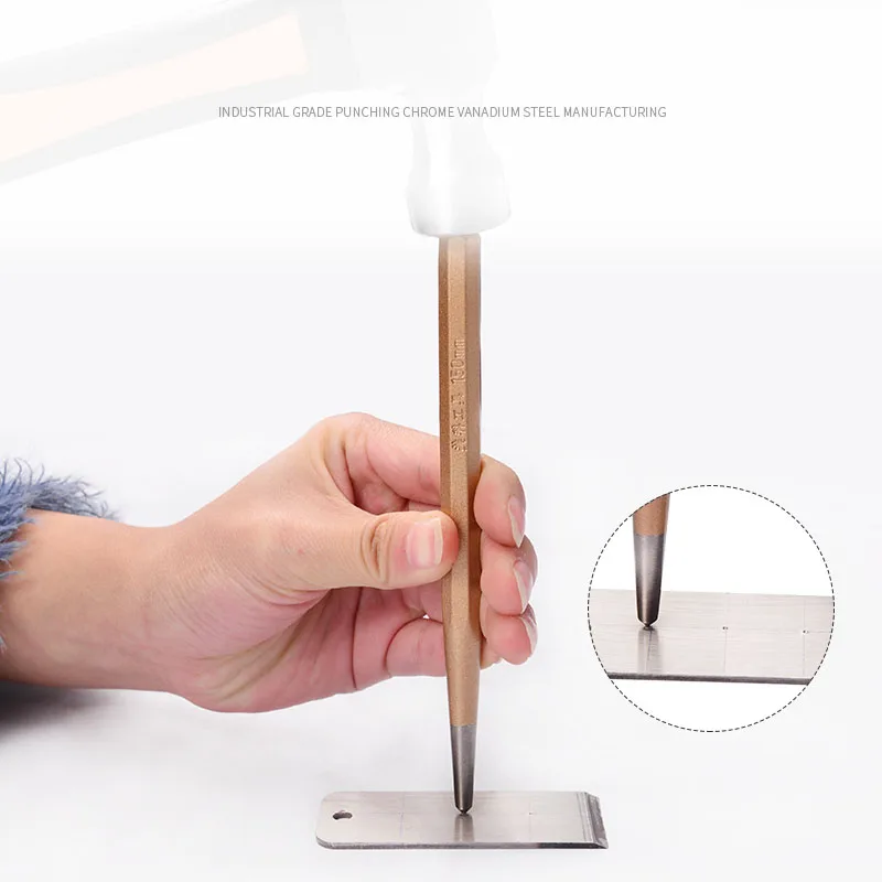 6PCS Cold Chisel Set Solid Pin Center Punches Stone Punch Kit Masonry Plow Bit Fitter Construction Carving Hand Tools 4PCS Set