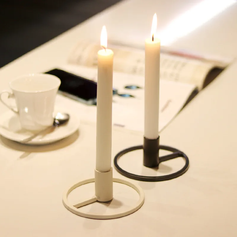 Cheap Unique Home Wed Table Deco Hot Sales Matte Black White Small Rustic Pillar Iron Metal Candle Plate Holder Tray Stand