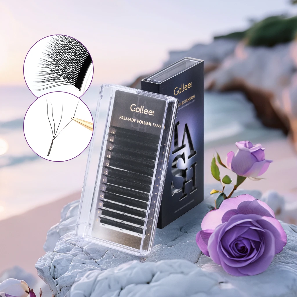 Golle premade suitable beginners 0.3 fan volume color waterproof eyelash extension supplies