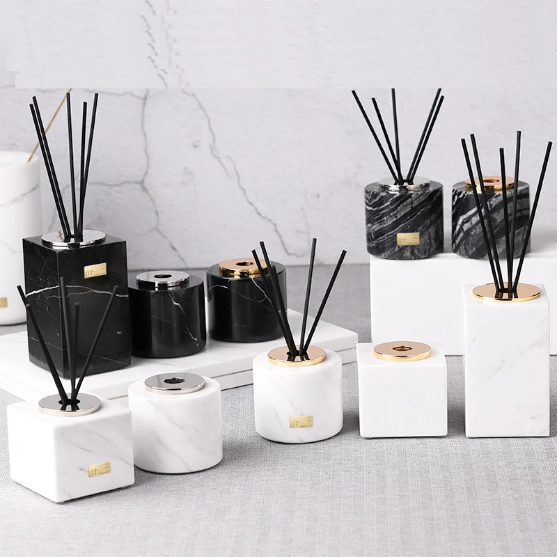 White container supplier hot sale aramis decorate  perfume container  reed diffuser Marble Aromatherapy bottle