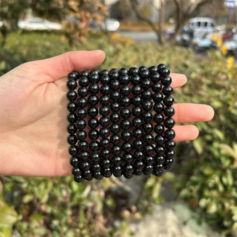 Wholesale Healing Crystal Energy Quartz Chakras Bracelets 8mm Bead Halloween Jewelry Black Obsidian for Sale