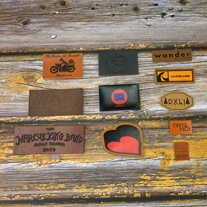 High Quality Tags Labels Factory Custom Logo Debossed Sew On Real Genuine Jeans Leather Patches for Clothing