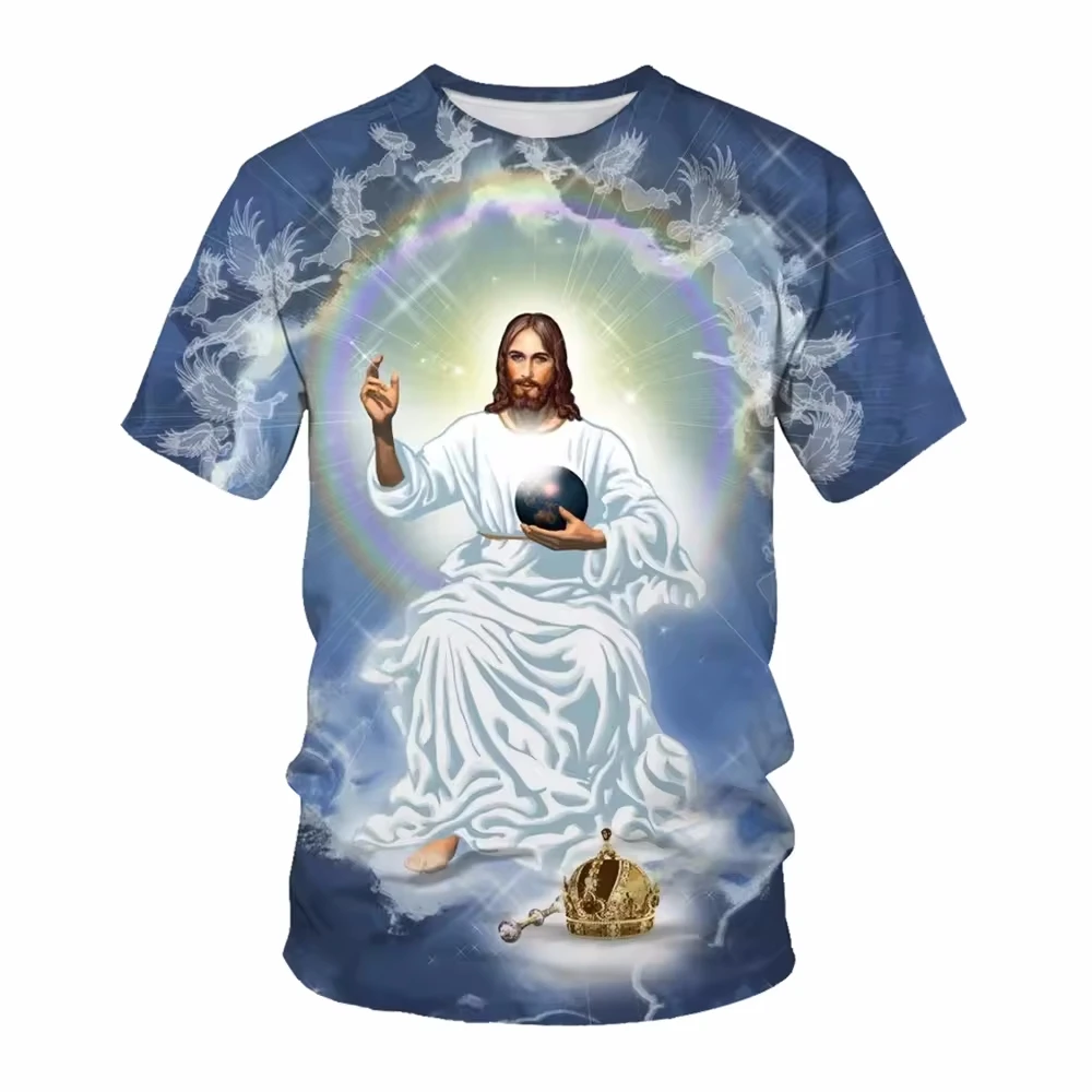 Free Shipping Wholesale Religious Virgin Mary T-shirts Clothing Custom Jesus Christ T Shirt With Cheap Price