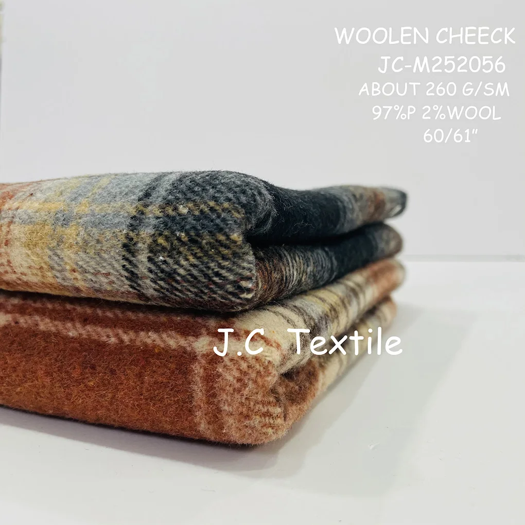  Basic plaid yarn dyed check brushed tweed woolen fabric for