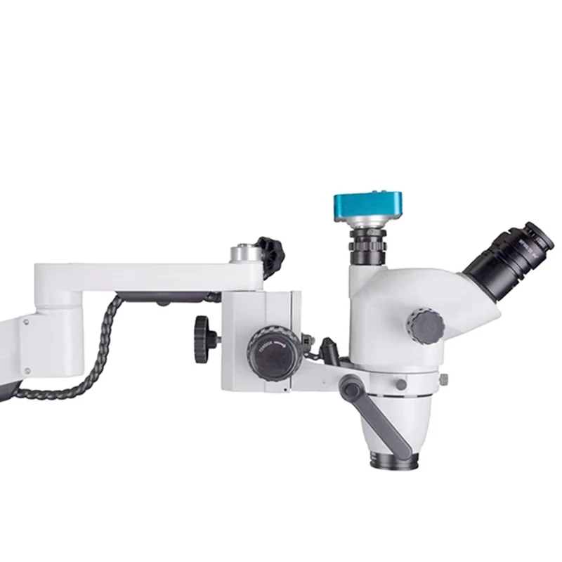 China Dental Adjustable LED  Binocular Microscope 360 Rotatable 10X Short Arm with Camera Dental Ophthalmic Microscope