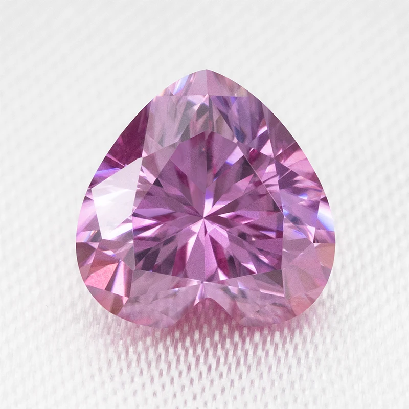 Excellent Cut Passes Tester Pink Color 6.5MM Heart Shape Moissanite Gemstone Beads Loose Moissanite Diamond for Jewelry Making