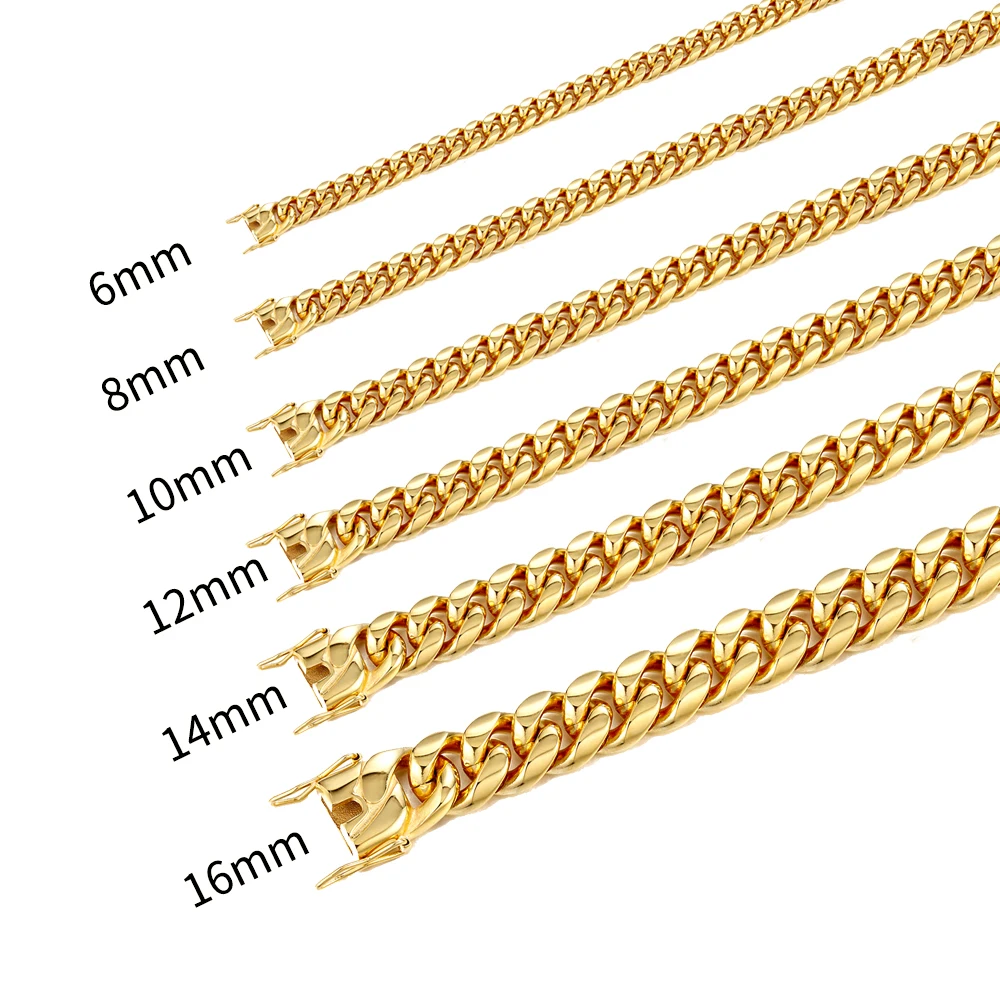 Роскошные Майами кубинской Chain14K 18K позолота нержавеющая сталь тяжелый подойдет в качестве подарка как для мужчин так и стиле хип-хоп ювелирные изделия