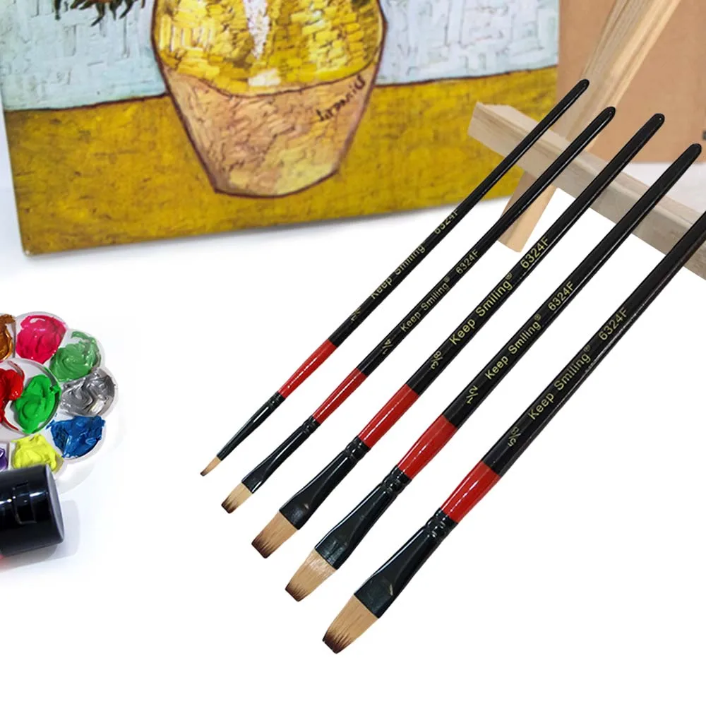 Keep Smiling 5pcs Fine Nylon Hair Artist Watercolor Paint Brush Set Painting Supplier