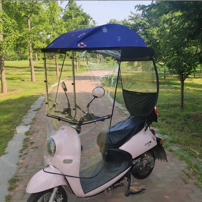 Hot Sale Full Cover Scooter Umbrella Covered Electric Bike Umbrella Waterproof Strong Motorcycle Umbrella For Rain