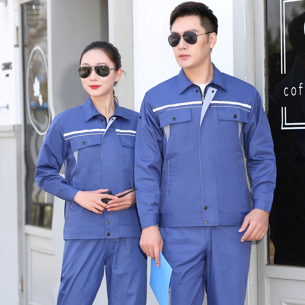 High quality 35% cotton summer long sleeve wear-proof working clothes working uniform with zip reflective work uniforms