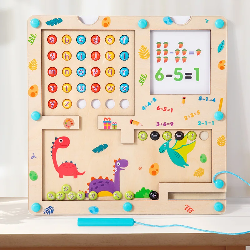 New Wooden Puzzle Activity Board Learning Educational Magnet Color and 26 letters Maze   Matching Toys For Kids Boys Girls