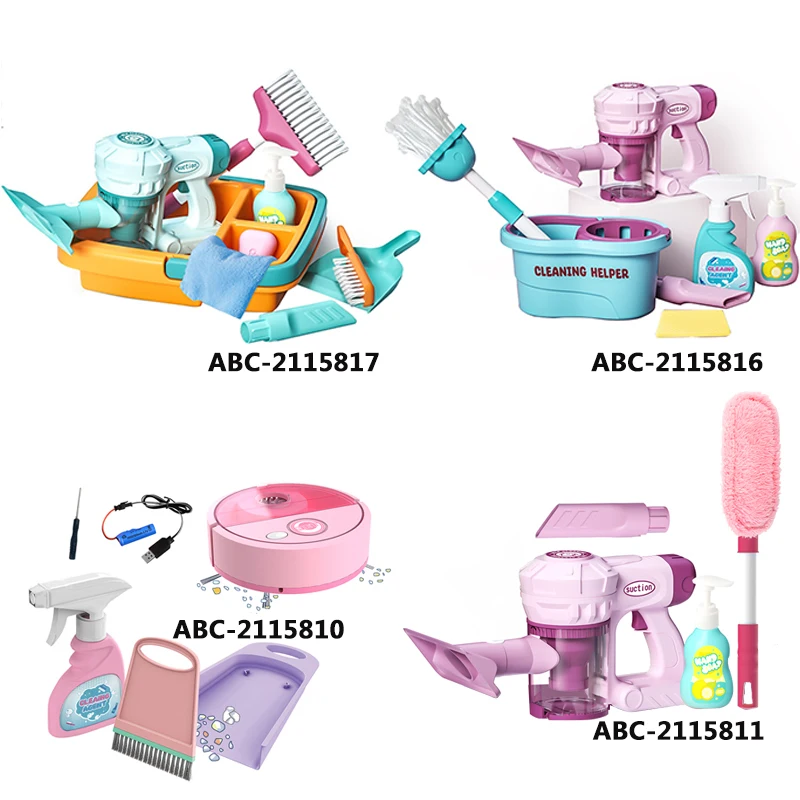 Lucky Toys Funny Play Cleaning Vacuum Cleaner Set Kids Pretend Home Household Toy With 9 PCS
