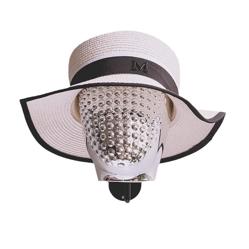 New silver plating head mold mannequin hat display rack on the wall hat rack wall wig display rack with hooks