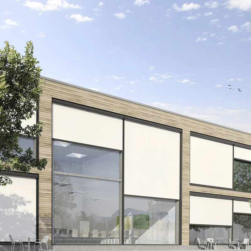 Garden patio windproof waterproof auto retractable pvc shade screens tubular motor motorised  roller zip track outdoor blinds