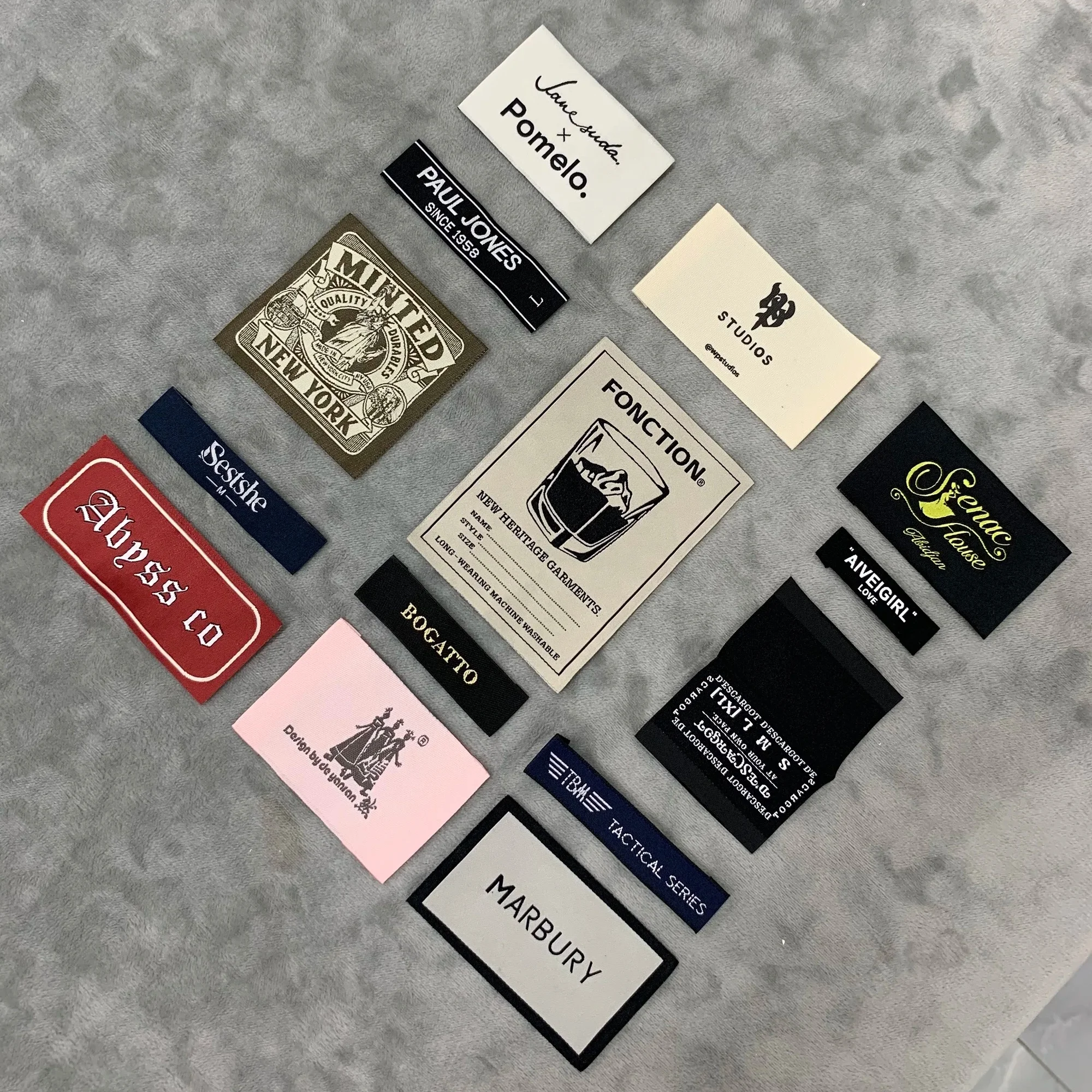 Customized high-density clothing label collar small label design satin cotton folding label