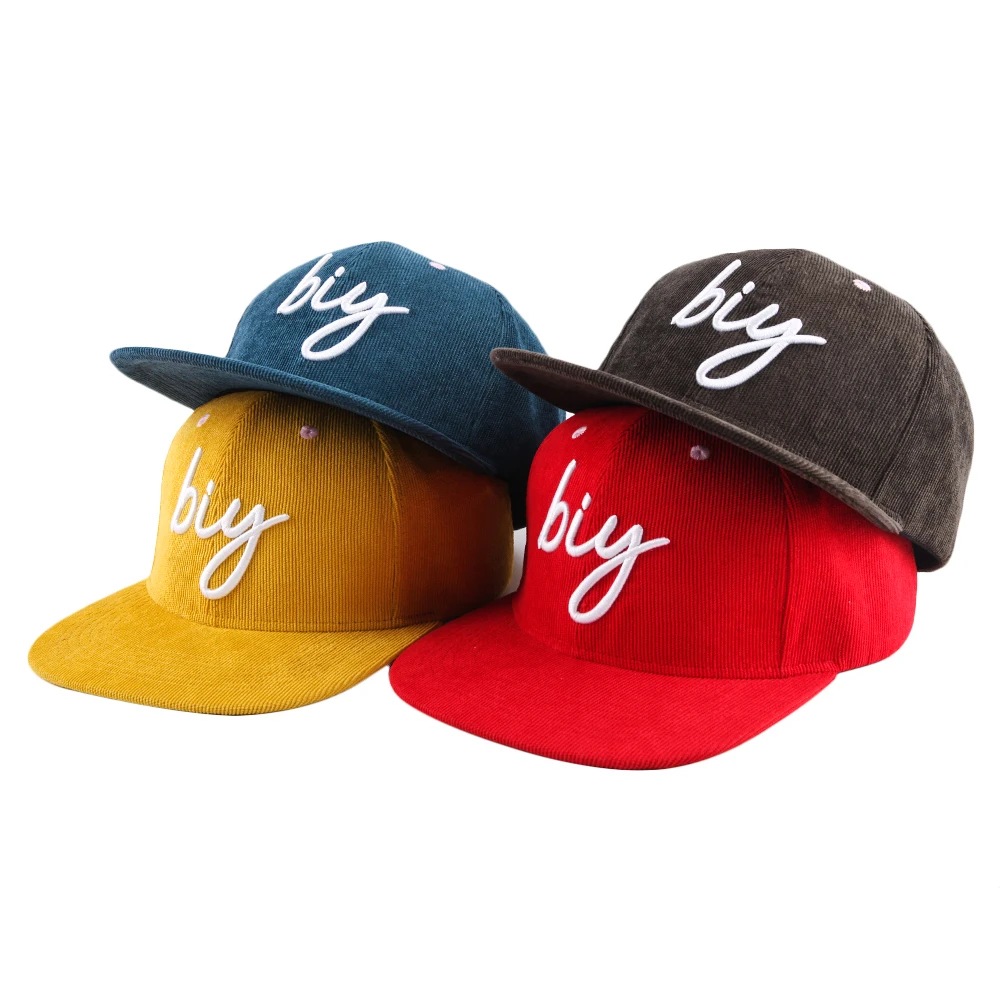 Wholesale snap back Caps Mens Stylish Brim corduroy Snapback Cap Hip Hop Baseball Hat Fitted Cap