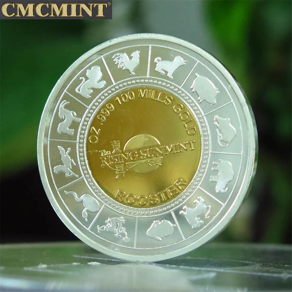 Оптовая продажа сувенирная металлическая монета дешевый Год Петуха 1 унция