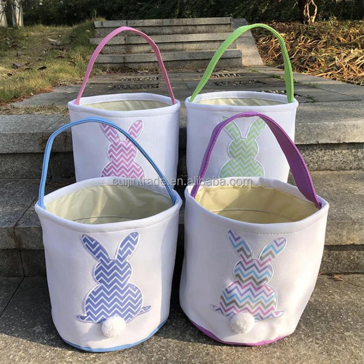 Wholesale Hot Sell Carry Egg Candy Bags Stripe Easter Bucket Customized Monogram Chevron Easter Bunny Basket