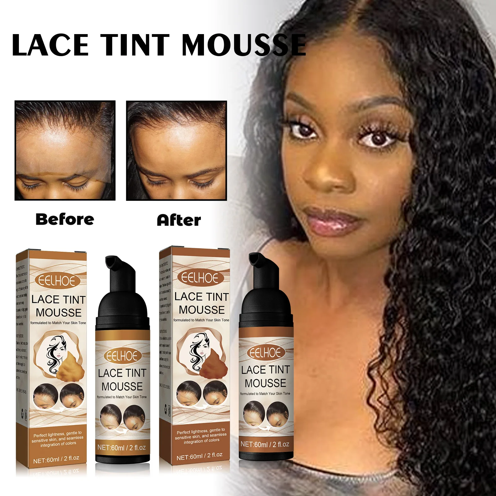 2024 best-selling lace wig foam private brand natural color easy control uniform color beautiful inside and outside mousse