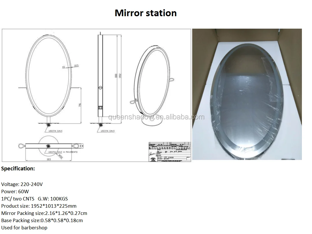
New salon furniture double sided oval mirrors stations styling chair hairdressing salon mirror station 