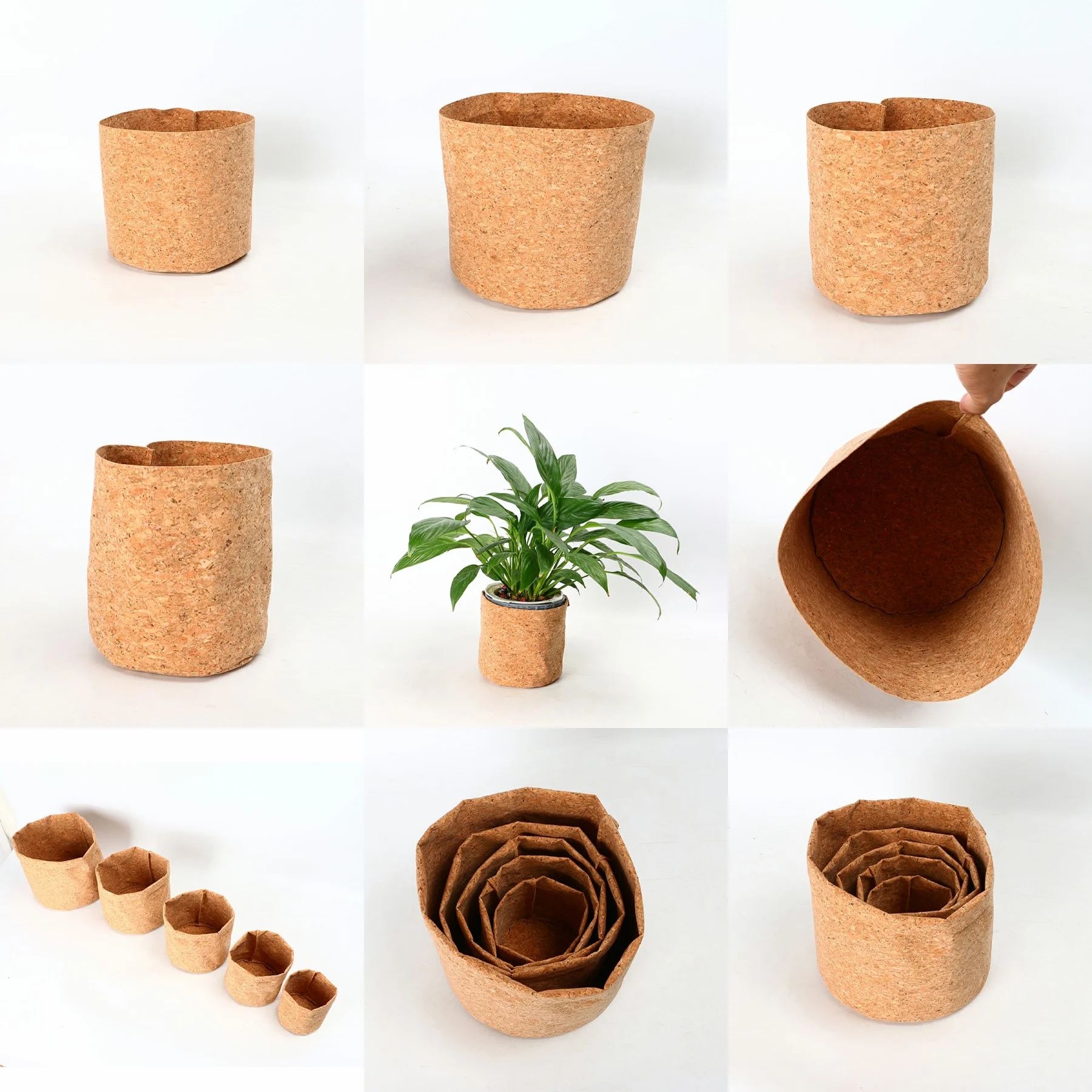 Cork Plant Handmade Sets of Wood Flower Pot OEM Customized Europe Style VASE customized size and logo