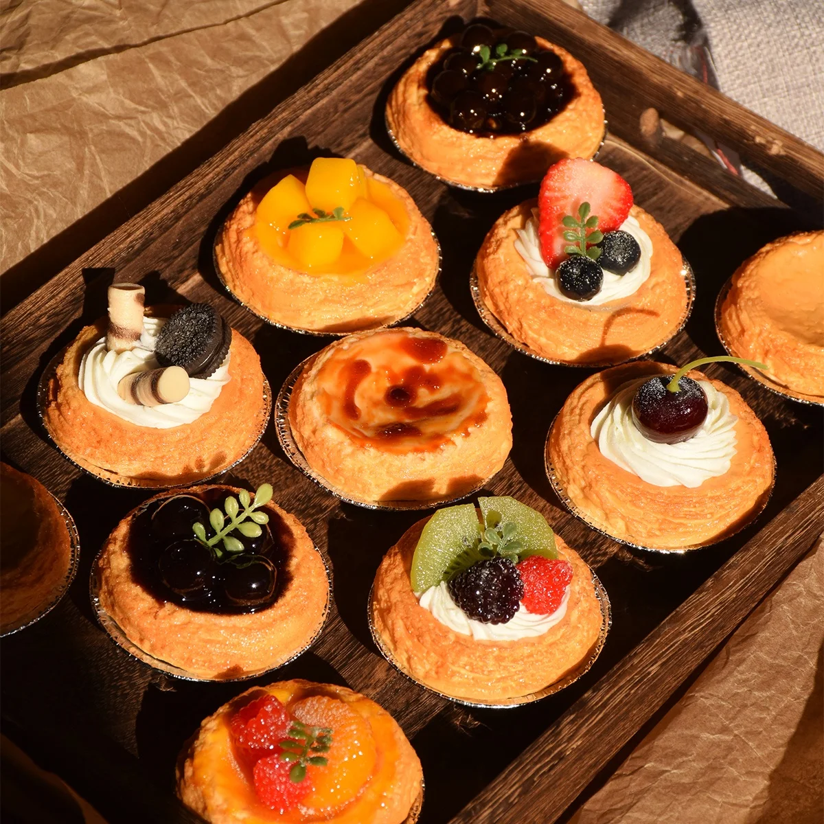 1 Imitation Egg Tart Food Toy Fruit Fake Small Cake Mango Dessert Dim Sum Model Display Party Decoration Shooting Cream Fresh Cr