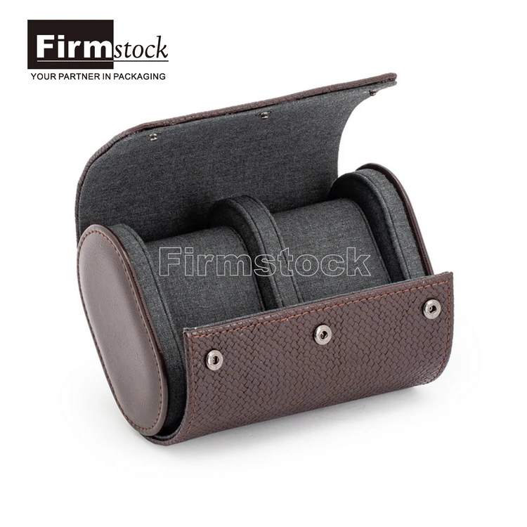 faux diamond watch rolled case single genuine leather storage travel watch roll felt pouch