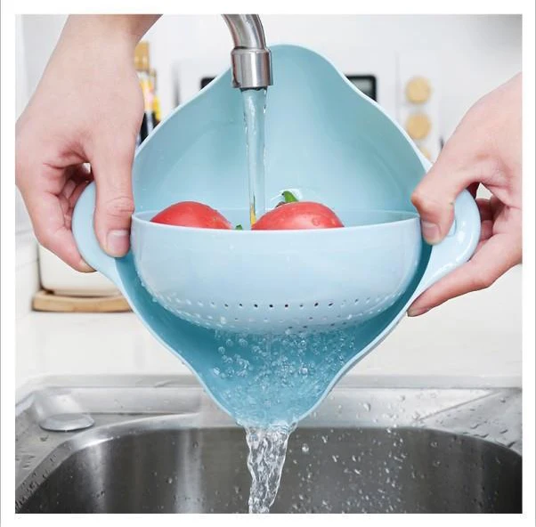 Double-layer reversible salad sink new Nordic draining basket eco-friendly plastic sink home use draining basket kitchen