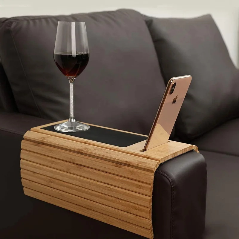 Sofa Arm Tray for Couch Sofa Tray Couch Arm Table Wholesale Multifunction Handmade Bamboo Storage Trays Bamboo Wood Customized