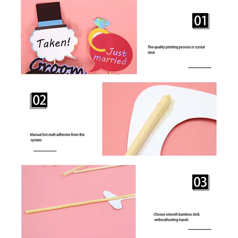 Bridal Shower Wedding Groom To Be Party Yes I Do Just Married Themed  Goblet Mustache Glasses Lips Heart Shape Photo Booth Props