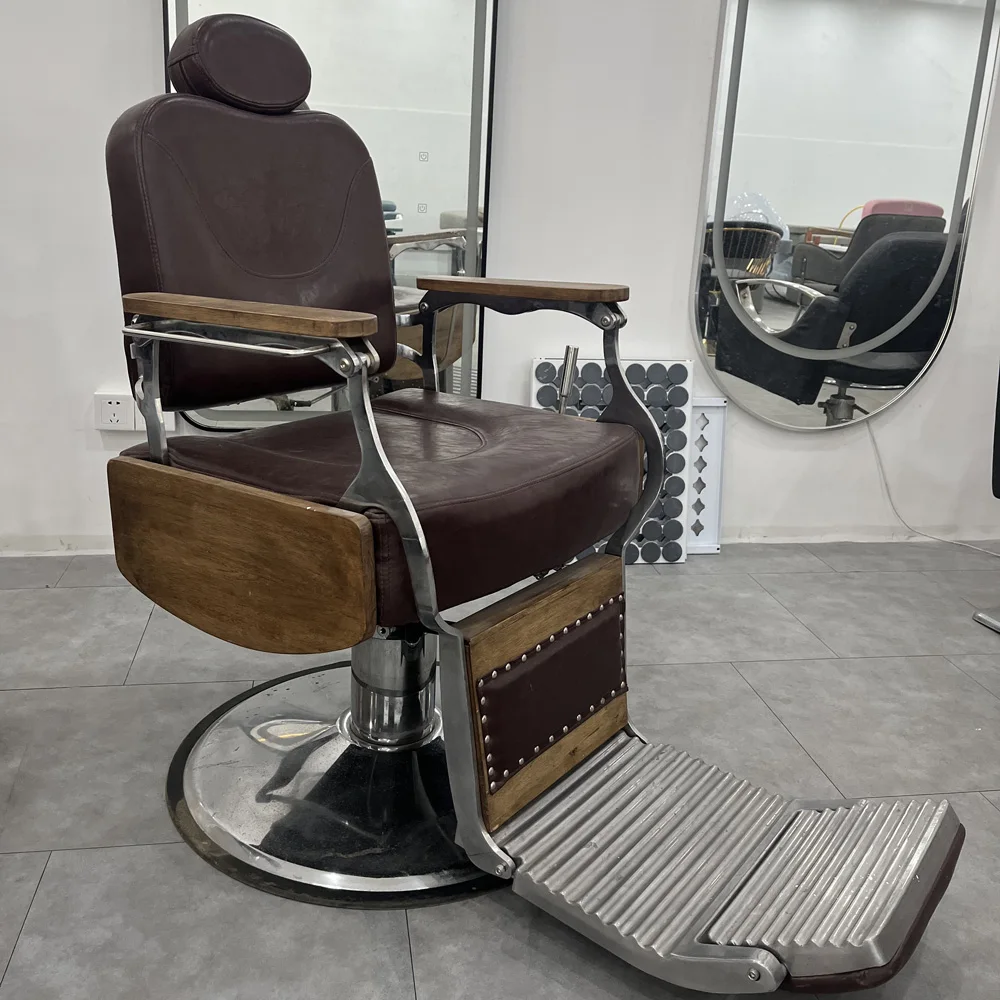 Yapin wholesale classic durable hydraulic piston salon brown men styling barber chair