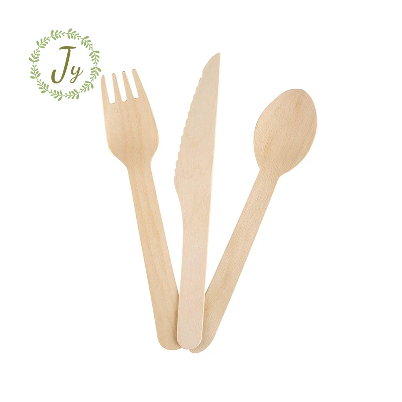 
High-End Good Price Safe Popular Disposable Safe Spoon Knife Wooden Cutlery Set 